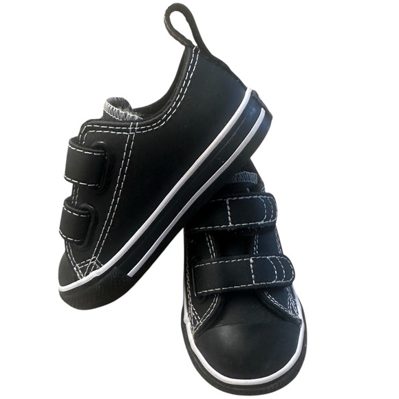 Converse All Leather Black with White Stitching Sneakers Shoes Toddler 5 - Picture 2 of 6